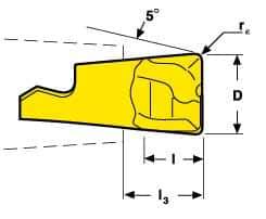 Seco - MM10 MD04 Grade F30M Carbide End Milling Tip Insert - TiAlN/TiN Finish, 2 Flutes, 0.394" Cutting Diam, 0.279" Depth of Cut, 0.334" Extension, 0.039" Cnr Rad - Apex Tool & Supply