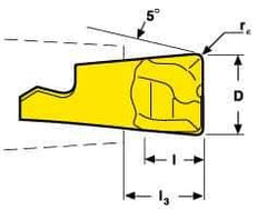 Seco - MM10 MD04 Grade F30M Carbide End Milling Tip Insert - TiAlN/TiN Finish, 2 Flutes, 0.394" Cutting Diam, 0.279" Depth of Cut, 0.334" Extension, 0.039" Cnr Rad - Apex Tool & Supply