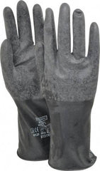North - Size M (8), 14" Long, 17 mil Thick, Butyl Chemical Resistant Gloves - Textured Finish, Rolled Cuff, Black - Apex Tool & Supply