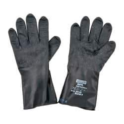 North - Size L (9), 11" Long, 13 mil Thick, Butyl Chemical Resistant Gloves - Textured Finish, Rolled Cuff, Black - Apex Tool & Supply
