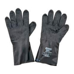 North - Size L (9), 11" Long, 13 mil Thick, Butyl Chemical Resistant Gloves - Textured Finish, Rolled Cuff, Black - Apex Tool & Supply