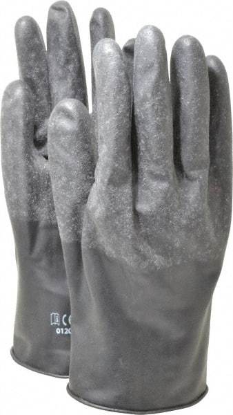 North - Size XL (10), 11" Long, 13 mil Thick, Butyl Chemical Resistant Gloves - Textured Finish, Rolled Cuff, Black - Apex Tool & Supply