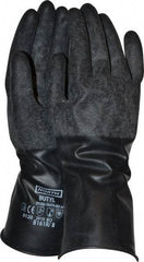 North - Size M (8), 11" Long, 16 mil Thick, Butyl Chemical Resistant Gloves - Textured Finish, Rolled Cuff, Black - Apex Tool & Supply