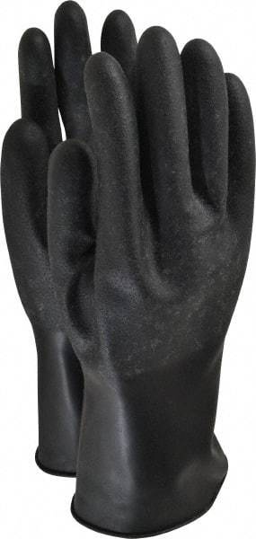 North - Size L (9), 11" Long, 16 mil Thick, Butyl Chemical Resistant Gloves - Textured Finish, Rolled Cuff, Black - Apex Tool & Supply