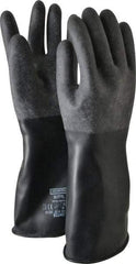 North - Size L (9), 14" Long, 32 mil Thick, Butyl Chemical Resistant Gloves - Textured Finish, Rolled Cuff, Black - Apex Tool & Supply