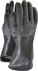 North - Size XL (10), 14" Long, 32 mil Thick, Butyl Chemical Resistant Gloves - Textured Finish, Rolled Cuff, Black - Apex Tool & Supply
