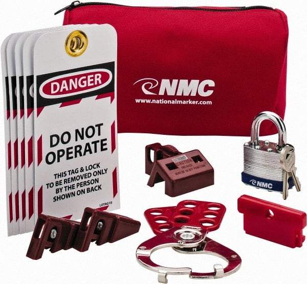 NMC - 12 Piece Electrical Lockout Kit - Keyed Differently, Comes in Pouch - Apex Tool & Supply