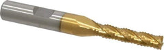 Interstate - 1/4" Diam, Coarse Pitch, 1-1/8" LOC, 4 Flute Cobalt Roughing Square End Mill - TiN Finish, 2-15/16" OAL, 3/8" Shank Diam, Single End, Centercutting - Apex Tool & Supply