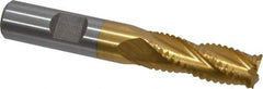 Interstate - 15/32" Diam, Coarse Pitch, 1-1/4" LOC, 4 Flute Cobalt Roughing Square End Mill - TiN Finish, 3-1/4" OAL, 1/2" Shank Diam, Single End, Centercutting - Apex Tool & Supply