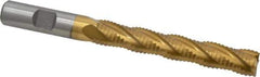Interstate - 1/2" Diam, Coarse Pitch, 3" LOC, 4 Flute Cobalt Roughing Square End Mill - TiN Finish, 5" OAL, 1/2" Shank Diam, Single End, Centercutting - Apex Tool & Supply