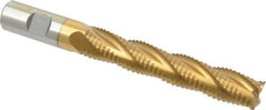 Interstate - 3/4" Diam, Coarse Pitch, 4-1/8" LOC, 4 Flute Cobalt Roughing Square End Mill - TiN Finish, 6-3/8" OAL, 3/4" Shank Diam, Single End, Centercutting - Apex Tool & Supply