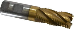 Interstate - 1" Diam, Coarse Pitch, 2" LOC, 5 Flute Cobalt Roughing Square End Mill - TiN Finish, 4-1/2" OAL, 1" Shank Diam, Single End, Centercutting - Apex Tool & Supply