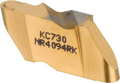 Kennametal - 4094NR K Grade KC730, 4.78mm Cutting Width Carbide Grooving Insert - 6.35mm Max Depth of Cut, Right Hand, 2.39mm Corner Radius, TiN Finish - Apex Tool & Supply