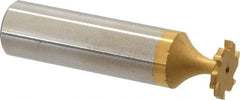 Made in USA - 1/2" Diam x 1/16" Face Width, Carbide-Tipped, 6 Teeth, Shank Connection Woodruff Keyseat Cutter - TiN Finish, 2-1/16" OAL x 1/2" Shank, Straight Teeth, ANSI 204, Old Standard 1 - Apex Tool & Supply