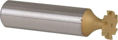 Made in USA - 1/2" Diam x 3/32" Face Width, Carbide-Tipped, 6 Teeth, Shank Connection Woodruff Keyseat Cutter - TiN Finish, 2-3/32" OAL x 1/2" Shank, Straight Teeth, ANSI 304, Old Standard 2 - Apex Tool & Supply
