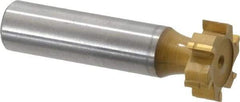 Made in USA - 3/4" Diam x 1/4" Face Width, Carbide-Tipped, 6 Teeth, Shank Connection Woodruff Keyseat Cutter - TiN Finish, 2-1/4" OAL x 1/2" Shank, Straight Teeth, ANSI 806, Old Standard 91 - Apex Tool & Supply