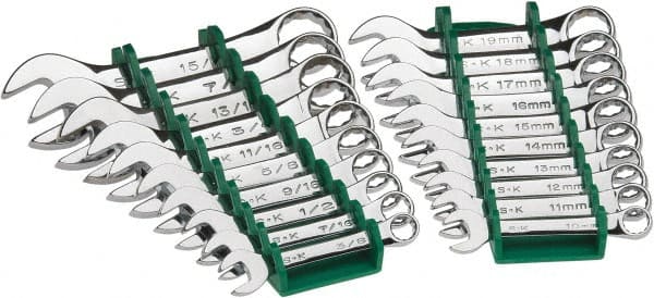 SK - 20 Piece, 3/8 to 15/16", Combination Wrench Set - Apex Tool & Supply