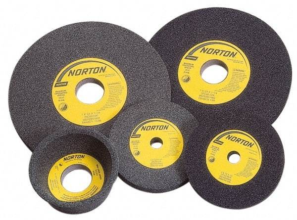 Norton - 7" Diam x 1-1/4" Hole x 1" Thick, I Hardness, 120 Grit Surface Grinding Wheel - Silicon Carbide, Type 1, Fine Grade, 3,600 Max RPM, Vitrified Bond, No Recess - Apex Tool & Supply