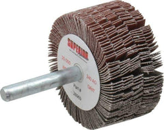 Superior Abrasives - 2" Diam x 1" Face Width, Very Fine Aluminum Oxide Coated Mounted Flap Wheel - 1/4" Shank Mount, 240 Grit, J Weighted Cloth Backing, 14,000 Max RPM - Apex Tool & Supply