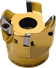 Seco - 4" Cut Diam, 0.394" Max Depth, 1-1/2" Arbor Hole, 5 Inserts, VPGX 2206 Insert Style, Indexable Copy Face Mill - 25,000 Max RPM, 2-1/4 High, Through Coolant - Apex Tool & Supply