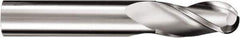 SGS - 3/8" Diam, 1-1/2" LOC, 3 Flute Solid Carbide Ball End Mill - TiB2 Finish, Single End, 3-1/2" OAL, 3/8" Shank Diam, Spiral Flute - Apex Tool & Supply