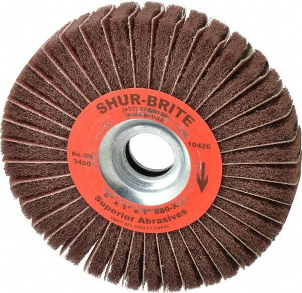 Superior Abrasives - 6" Diam, 80 Grit Aluminum Oxide Duplex Wheel - 1" Hole, 1" Wide, Coated, Medium Grade, 4,500 Max RPM - Apex Tool & Supply
