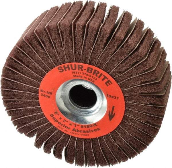 Superior Abrasives - 6" Diam, 180 Grit Aluminum Oxide Duplex Wheel - 1" Hole, 2" Wide, Coated, Very Fine Grade, 4,500 Max RPM - Apex Tool & Supply