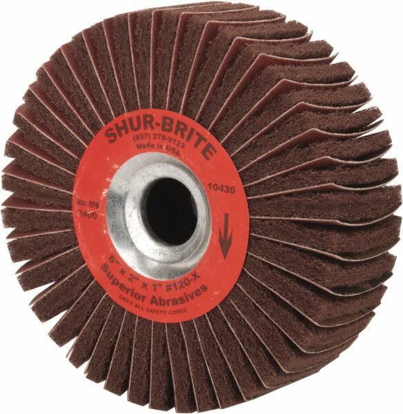 Superior Abrasives - 6" Diam, 120 Grit Aluminum Oxide Duplex Wheel - 1" Hole, 2" Wide, Coated, Fine Grade, 4,500 Max RPM - Apex Tool & Supply