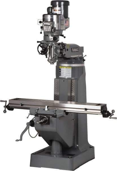 Bridgeport - 9" Table Width x 49" Table Length, Variable Speed Pulley Control, 3 Phase Knee Milling Machine - R8 Spindle Taper, 2 hp - Apex Tool & Supply