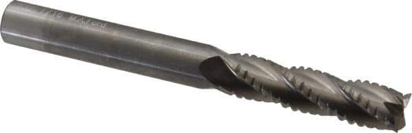 M.A. Ford - 7/16" Diam, 1-3/4" LOC, 4 Flute Solid Carbide Roughing & Finishing Square End Mill - Uncoated, 4" OAL, 7/16" Shank Diam, Straight Shank, 30° Helix, Centercutting, Extra Long Length - Apex Tool & Supply