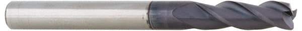 Accupro - 11/32", 3 Flute, Single End, Solid Carbide, 0.02" Corner Radius End Mill - 2" OAL, 35° Helix, Right Hand Flute, 1/2" LOC, Right Hand Cut - Apex Tool & Supply