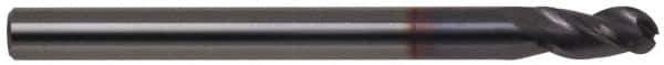Accupro - 1" Diam, 2" LOC, 3 Flute Solid Carbide Ball End Mill - AlTiN Finish, Single End, 4" OAL, 1" Shank Diam, Spiral Flute - Apex Tool & Supply