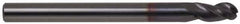 Accupro - 1" Diam, 2" LOC, 3 Flute Solid Carbide Ball End Mill - AlTiN Finish, Single End, 4" OAL, 1" Shank Diam, Spiral Flute - Apex Tool & Supply