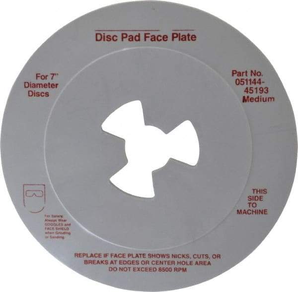 3M - 7" Max Diam, Abrasive Disc Face Plate - 5/8-11, 7,000 RPM - Apex Tool & Supply