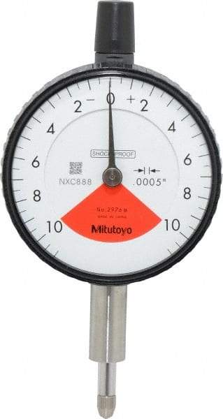 Mitutoyo - 0.02" Range, 10-0-10 Dial Reading, 0.0005" Graduation Dial Drop Indicator - 2-3/16" Dial, 0.028" Range per Revolution, 0.0005" Accuracy - Apex Tool & Supply