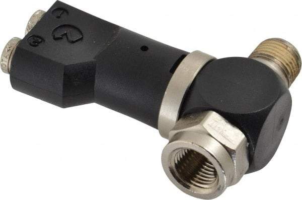 Norgren - 5/32" Tube x 1/8" NPTF Pressure Sensor Fitting Valve - 0 to 145 psi & Brass Material - Apex Tool & Supply