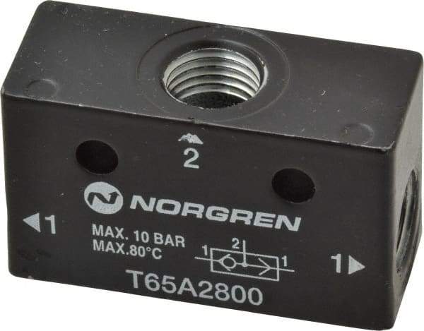 Norgren - 1/4" NPT x 1/4" NPT Shuttle Valve - 10 to 145 psi & Zinc Body - Apex Tool & Supply