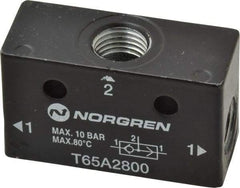 Norgren - 1/4" NPT x 1/4" NPT Shuttle Valve - 10 to 145 psi & Zinc Body - Apex Tool & Supply