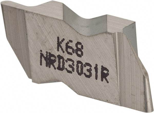 Kennametal - 3031NRD Grade K68, 1.58mm Cutting Width Carbide Grooving Insert - 3.18mm Max Depth of Cut, Right Hand, 0.79mm Corner Radius, Uncoated - Apex Tool & Supply