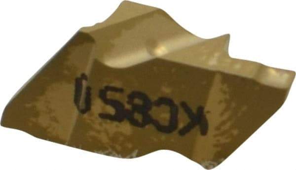 Kennametal - 2062NG K Grade KC850, 1.58mm Cutting Width Carbide Grooving Insert - 2.79mm Max Depth of Cut, Left Hand, 0.19mm Corner Radius, TiC/TiCN/TiN Finish - Apex Tool & Supply