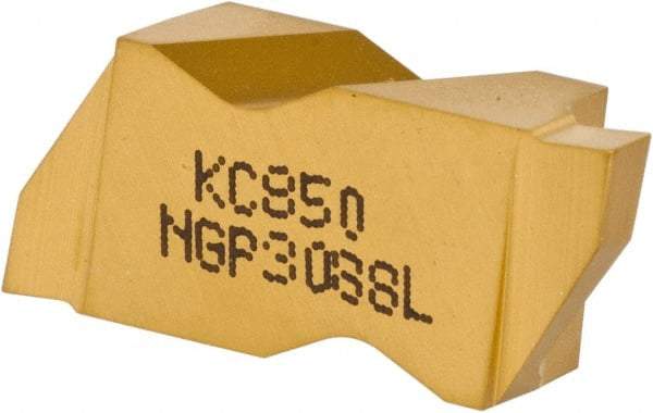 Kennametal - 3088NGP Grade KC850, 2.24mm Cutting Width Carbide Grooving Insert - 2.39mm Max Depth of Cut, Left Hand, 0.19mm Corner Radius, TiC/TiCN/TiN Finish - Apex Tool & Supply
