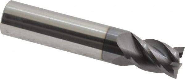 Accupro - 29/64", 5/8" LOC, 1/2" Shank Diam, 2-1/2" OAL, 4 Flute, Solid Carbide Square End Mill - Single End, AlTiN Finish, Spiral Flute, 40° Helix, Centercutting, Right Hand Cut, Right Hand Flute - Apex Tool & Supply