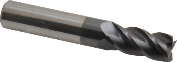 Accupro - 31/64", 1" LOC, 1/2" Shank Diam, 3" OAL, 4 Flute, Solid Carbide Square End Mill - Single End, AlTiN Finish, Spiral Flute, 40° Helix, Centercutting, Right Hand Cut, Right Hand Flute - Apex Tool & Supply