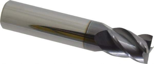 Accupro - 31/64", 5/8" LOC, 1/2" Shank Diam, 2-1/2" OAL, 4 Flute, Solid Carbide Square End Mill - Single End, AlTiN Finish, Spiral Flute, 40° Helix, Centercutting, Right Hand Cut, Right Hand Flute - Apex Tool & Supply