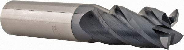 Accupro - 3/4", 1-1/2" LOC, 3/4" Shank Diam, 4" OAL, 4 Flute, Solid Carbide Square End Mill - Single End, AlTiN Finish, Spiral Flute, 40° Helix, Centercutting, Right Hand Cut, Right Hand Flute - Apex Tool & Supply