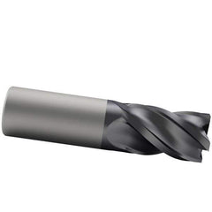 Accupro - 3/4", 1" LOC, 3/4" Shank Diam, 3" OAL, 4 Flute, Solid Carbide Square End Mill - Single End, AlTiN Finish, Spiral Flute, 40° Helix, Centercutting, Right Hand Cut, Right Hand Flute - Apex Tool & Supply