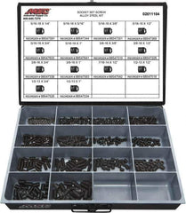 Value Collection - 500 Piece, 5/16 to 1/2, Steel Set Screw Assortment - Socket Cap Head, Hex Socket Drive, 1 to 3/4" Long - Apex Tool & Supply