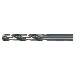 1/2 RHS / RHC HSS 135 Degree Split Point Heavy Duty Jobber Length Drill - Black & Gold - Exact Industrial Supply