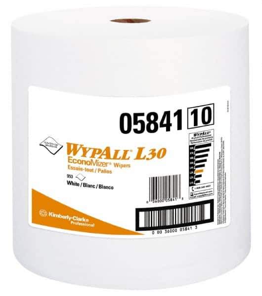 WypAll - L30 Dry General Purpose Wipes - Jumbo Roll, 13-1/4" x 12-3/8" Sheet Size, White - Apex Tool & Supply