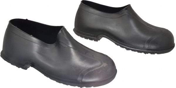 Dunlop Protective Footwear - Men's 8-9 Rain & Cold Resistant Overshoes - 4" High, Plain Toe, Nonslip & Cleated Sole, PVC Upper, Black - Apex Tool & Supply